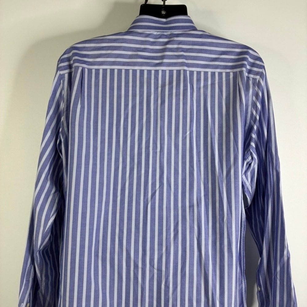 Banana Republic Fitted Blue White Stripe Dress‎ Shirt XL 17-17 1/2 Cotton - Picture 10 of 14